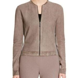 Elie Tahari brown snake scale leather jacket M